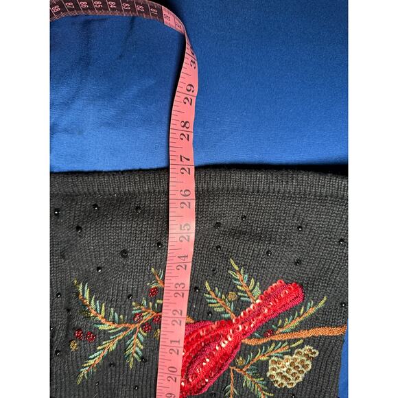 Fashion bug embroidered red ramie cotton cardinal full zip‎ sweater womens 22/24 - Picture 6 of 7